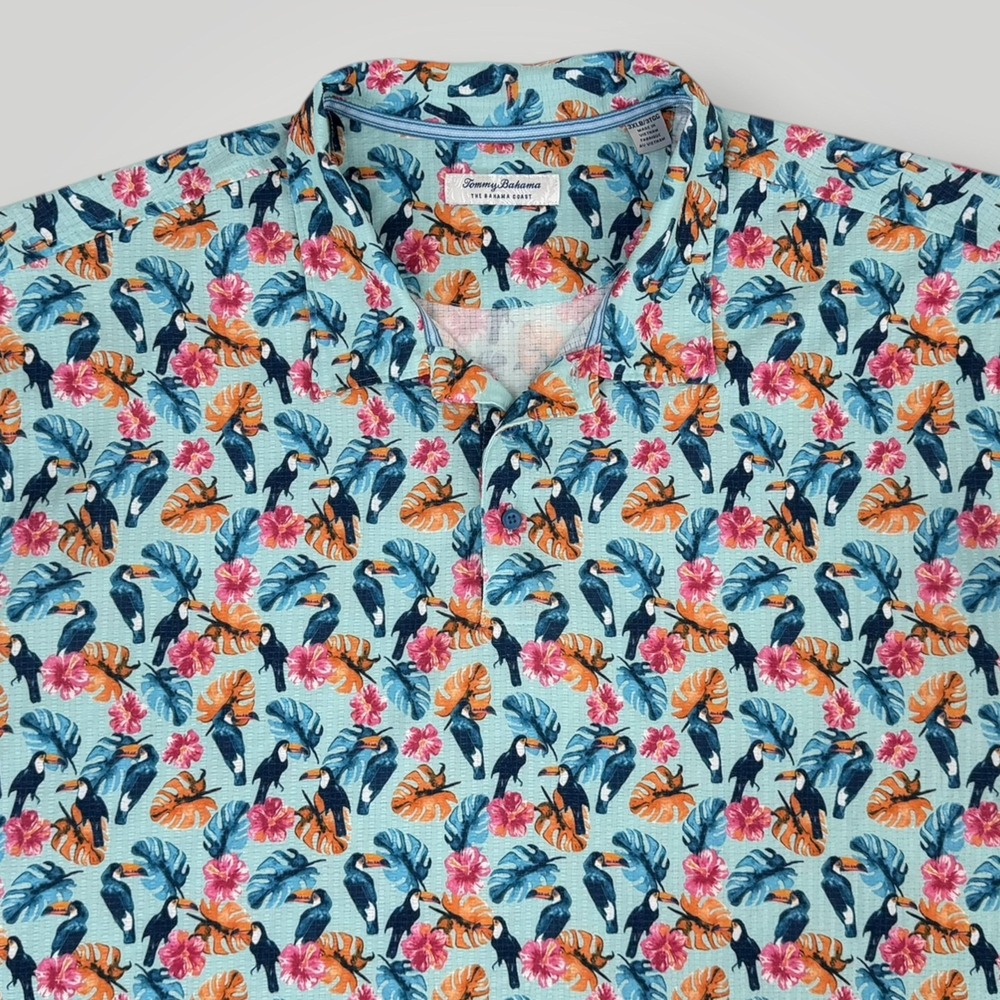 Tommy Bahama Big 3X Blue Toucan Hawaiian Camp Shirt Resort Button Up‎ - Picture 5 of 8